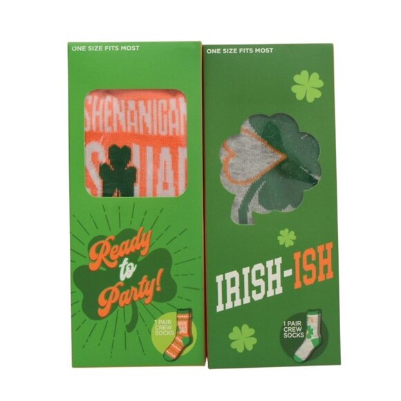 St Patricks Day Crew Socks Set Shenanigans Squad Irish Ish One Size Fits Most - Picture 1 of 6